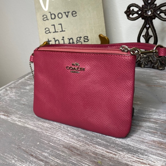 Coach Mauve pink zipper wristlet change purse wrist strap - Picture 2 of 8